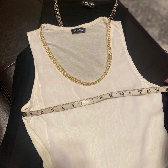 Chiffon overlay tank with gold chain trim - Picture 4 of 4